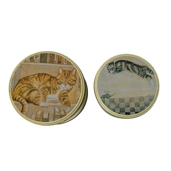 Wendell T. Book by Lowell Herrero Cat Decorative Tin Nesting Canister Set of 2 - Picture 1 of 8